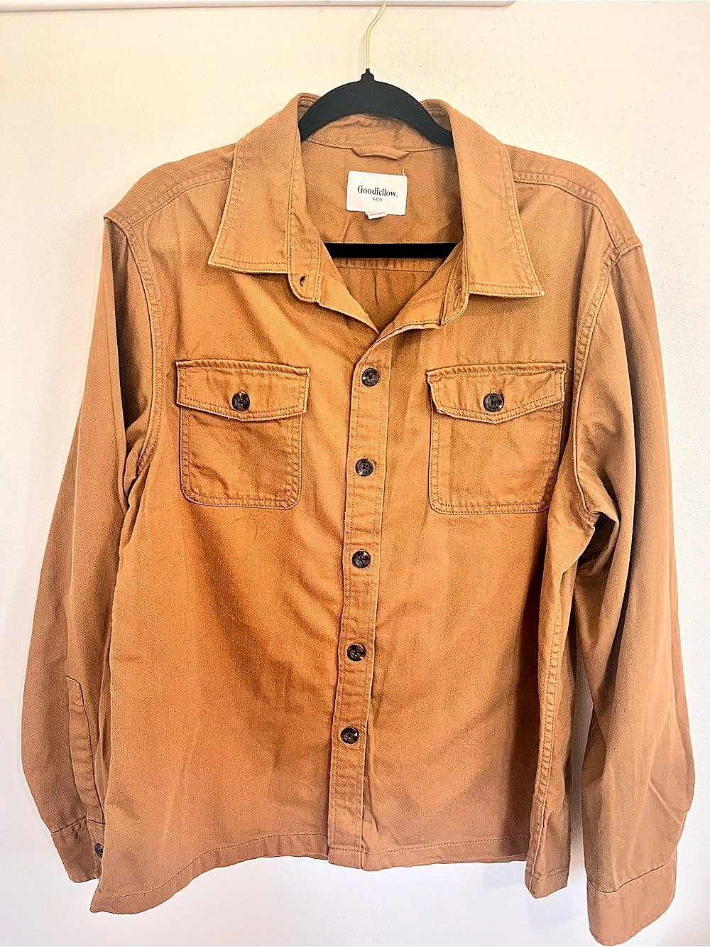Goodfellow & Co Vintage Long-Sleeve Utility Shirt Brown Large